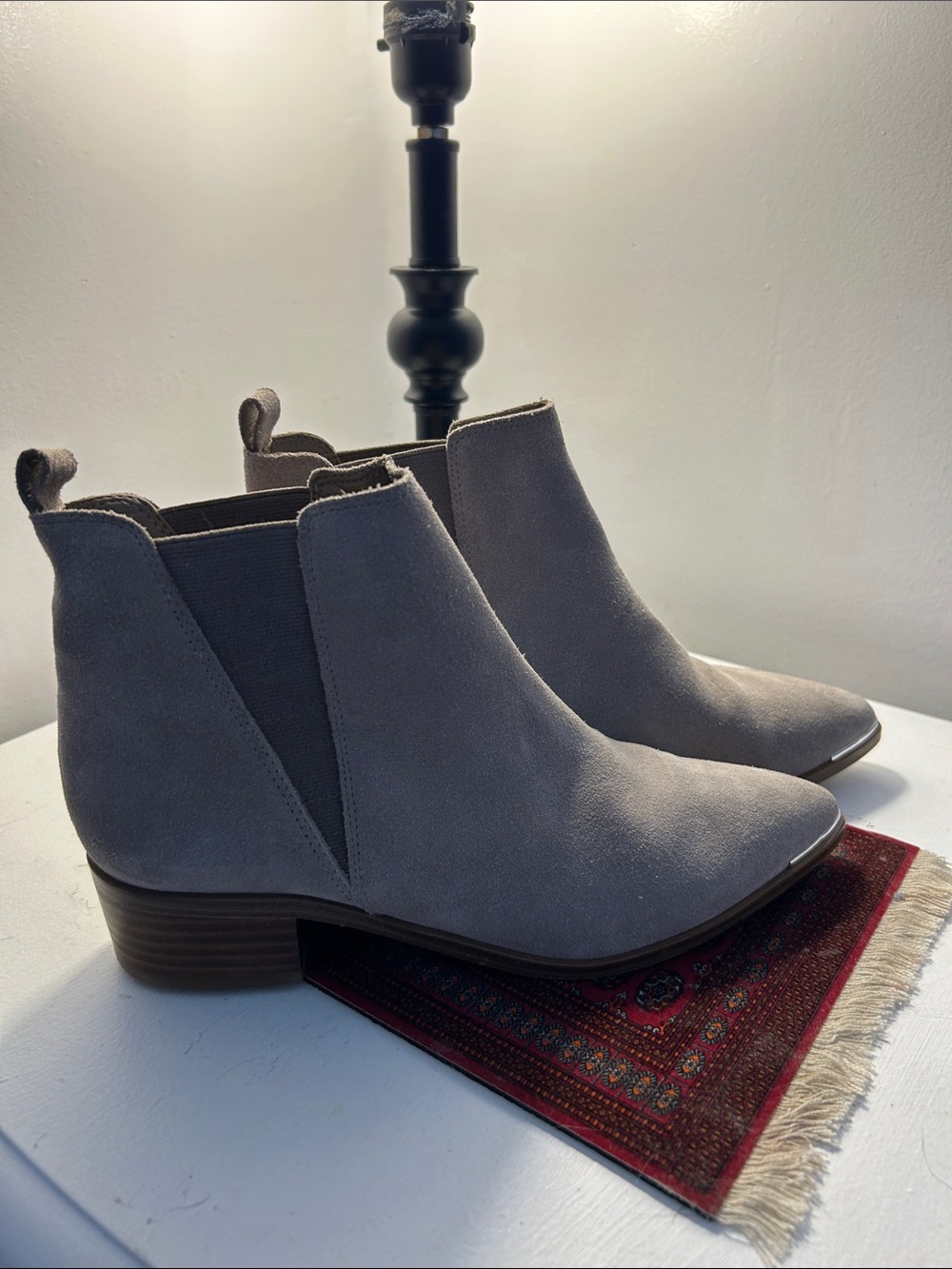 Marc Fisher Grey Suede Chelsea Ankle Boots